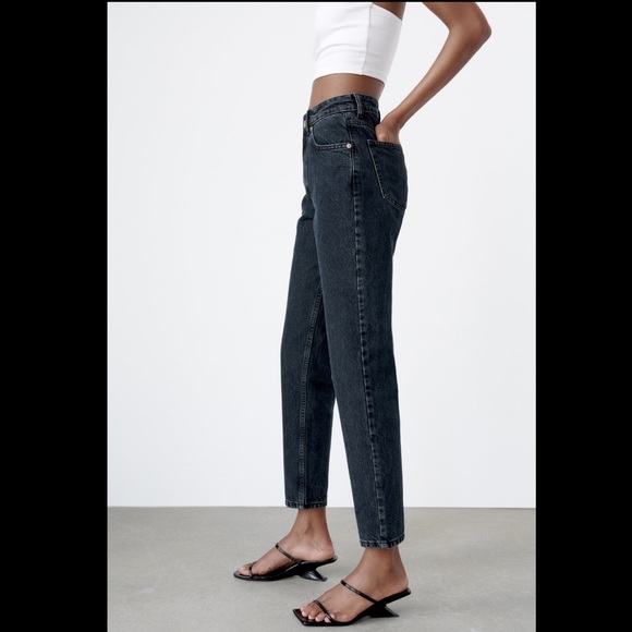 ZARA NWT MOM JEANS BLUE SZ 6 HIGH WAISTED - Picture 5 of 9